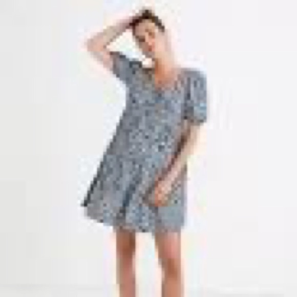Poplin-Pop Sleeve Tiered Dress in Paisley Garden 💙💙💙by Madewell - Picture 2 of 13